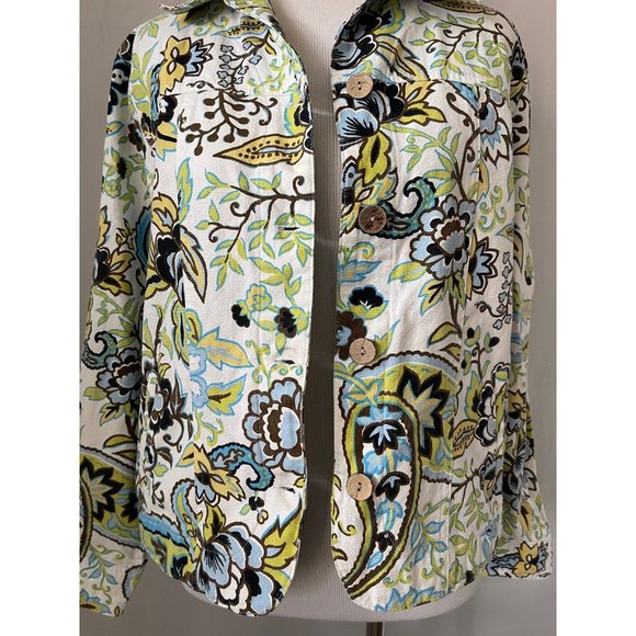 Coldwater Creek White Paisley Print Long Sleeve Jean Jacket - Picture 11 of 13